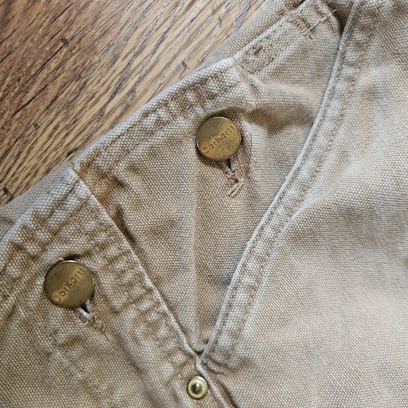 Vintage Carhartt Duck Quilt Lined Well Worn In Bib Overall Double Knee 48x32 - Picture 12 of 16